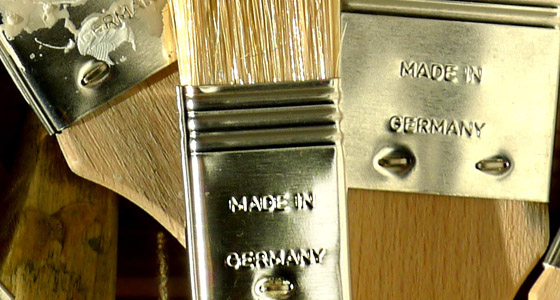 Clean paint brushes labeled as made in Germany.