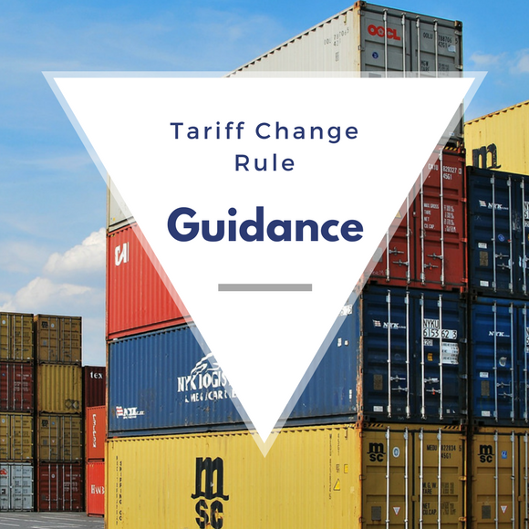 Tariff Change Rule Guidance with containers in the background